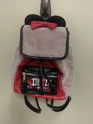 Disney Minnie Mouse Mini Backpack bag Red Black Bling 10” Disney main image 2