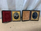 Two Daguerreotype Ca 19th Civil War Young Woman Tin Type Photo Portrait W/ Case