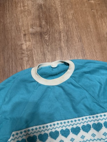 Vintage 90s Youth Sweater Teal Blue Geometric Center Pattern Youth Large - Picture 3 of 7