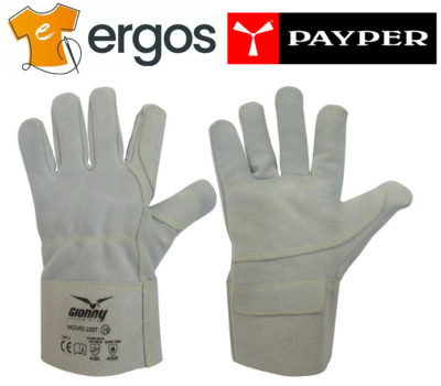 PAYPER 12 paia GUANTI HAZARD 250T Crosta Bovina Falegname Stringipolso Robusto