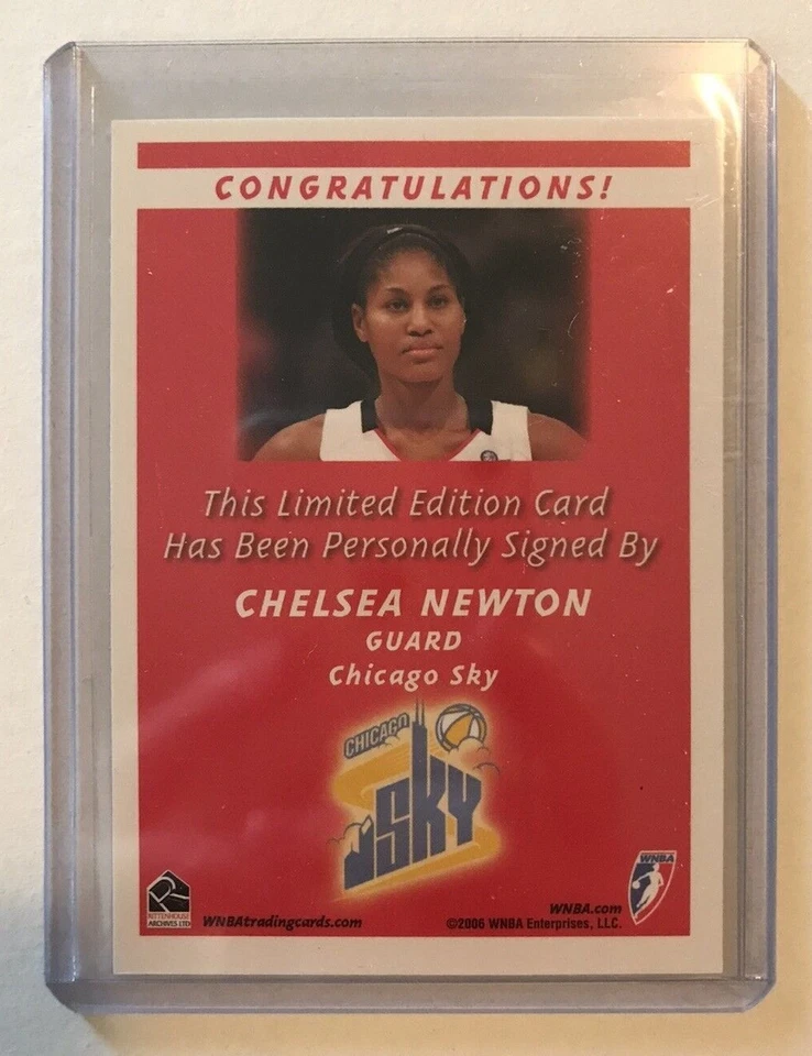 CHELSEA NEWTON Chicago SKY Signed 2006 Rittenhouse WNBA Basketball Trading Card - Image 2 of 2