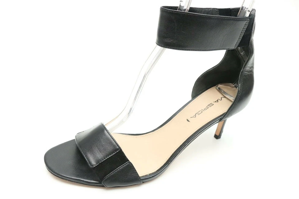 Mujer VIA SPIGA Sandalias Tacones Cuero Negro Cremallera Correa Tobillo Talla 8.5 EU 39.5 Foto 2 de 4