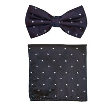 Men's Pre-tied Bow Tie  hankie set polyester dark purple stars formal wedding