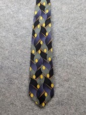 Zigguart Tie Mens Blue Yellow Silk Woven Necktie 56 Inch