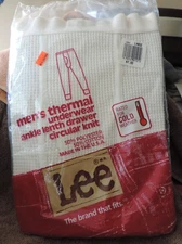 NOS Vintage Lee Men's Thermal Underwear CIRCULAR KNIT ANKLE LENGTH LARGE PANT