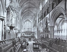 Magic Lantern Slide Photo Worcester Cathedral Choir Looking East By GW Wilson