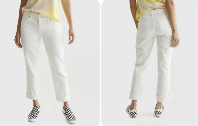 Lucky Brand Mid Rise Sweet Crop Color Clean White Size 8 29