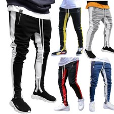 Men's Slim Fit Tracksuit Sport Gym Bottoms Jogging Joggers Track Pants Trousers