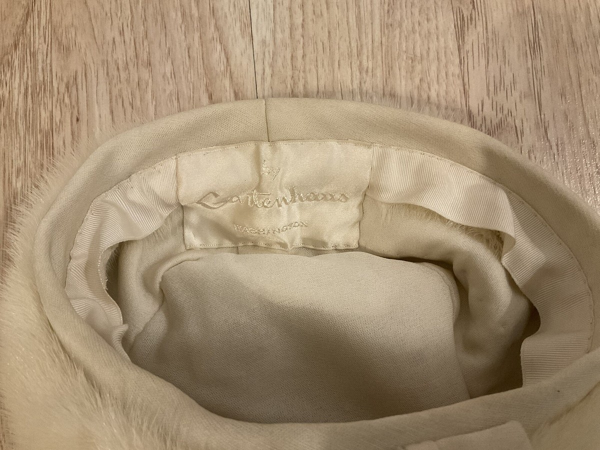Vintage Gartenhaus Mink Fur Hat White Women