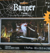 HALLOWEEN HORROR BANNER Scene Setter CREEPY EVIL Possessed Girl wall DECOR 5'