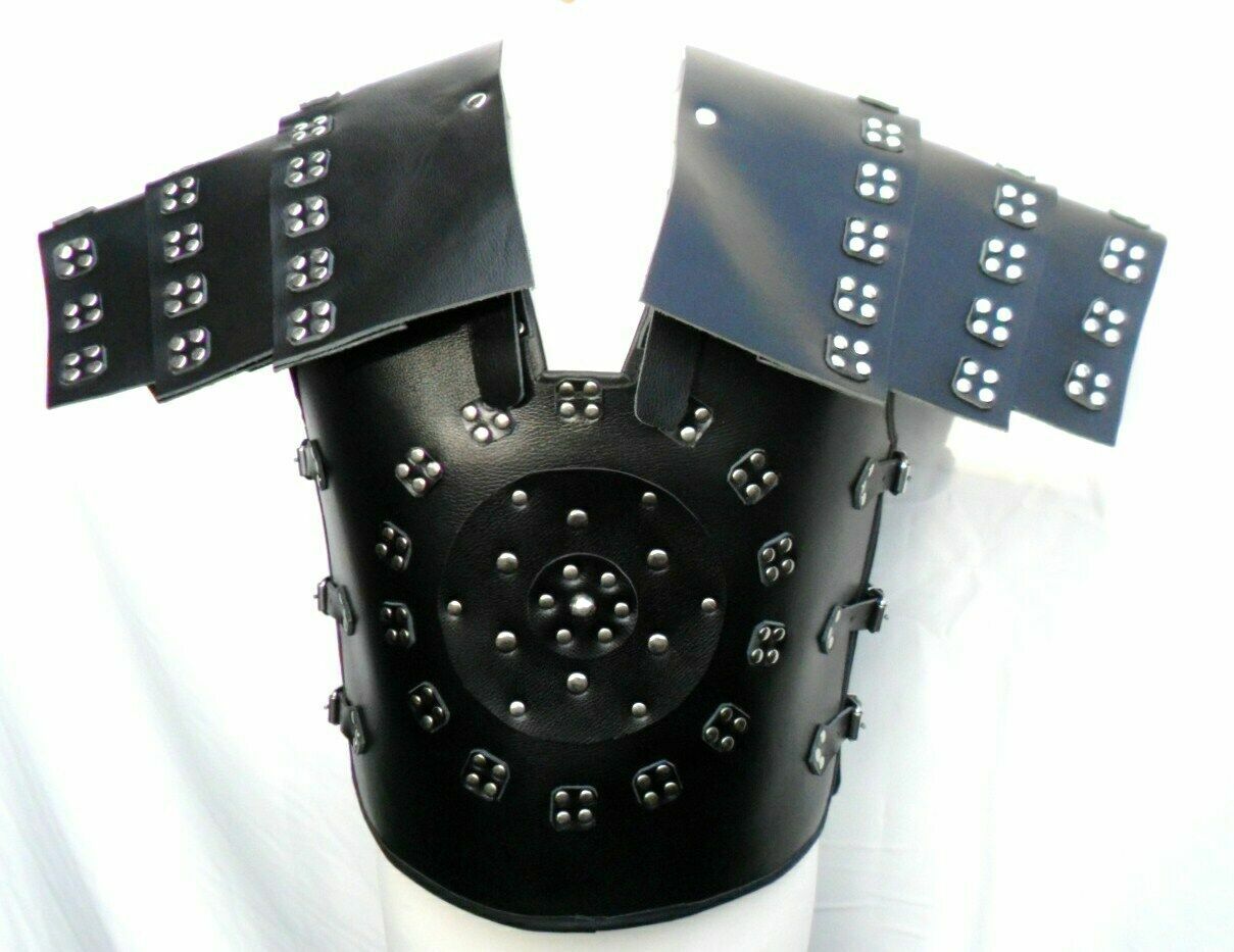 Mens Black Genuine Leather Samurai Roman Gladiator Armour