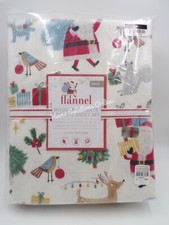 Pottery barn Kids Flannel Woodland Santa Organic Sheet Set Twin Multi J104