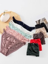 Women Silk Bikinis Underwear Panties Shiny Oil Knickers Thongs G-string Se  