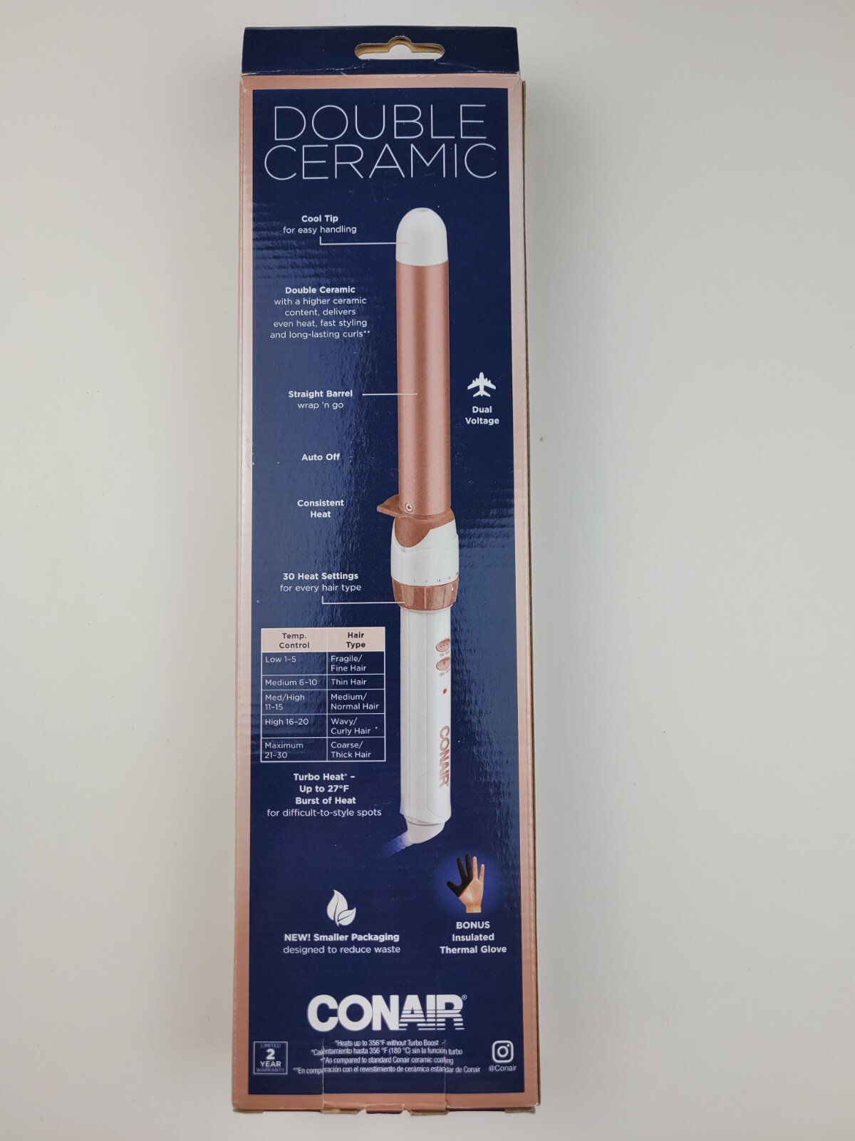 Conair Double Ceramic Curling Wand, 1 Inch Curling Wand, White / Rose