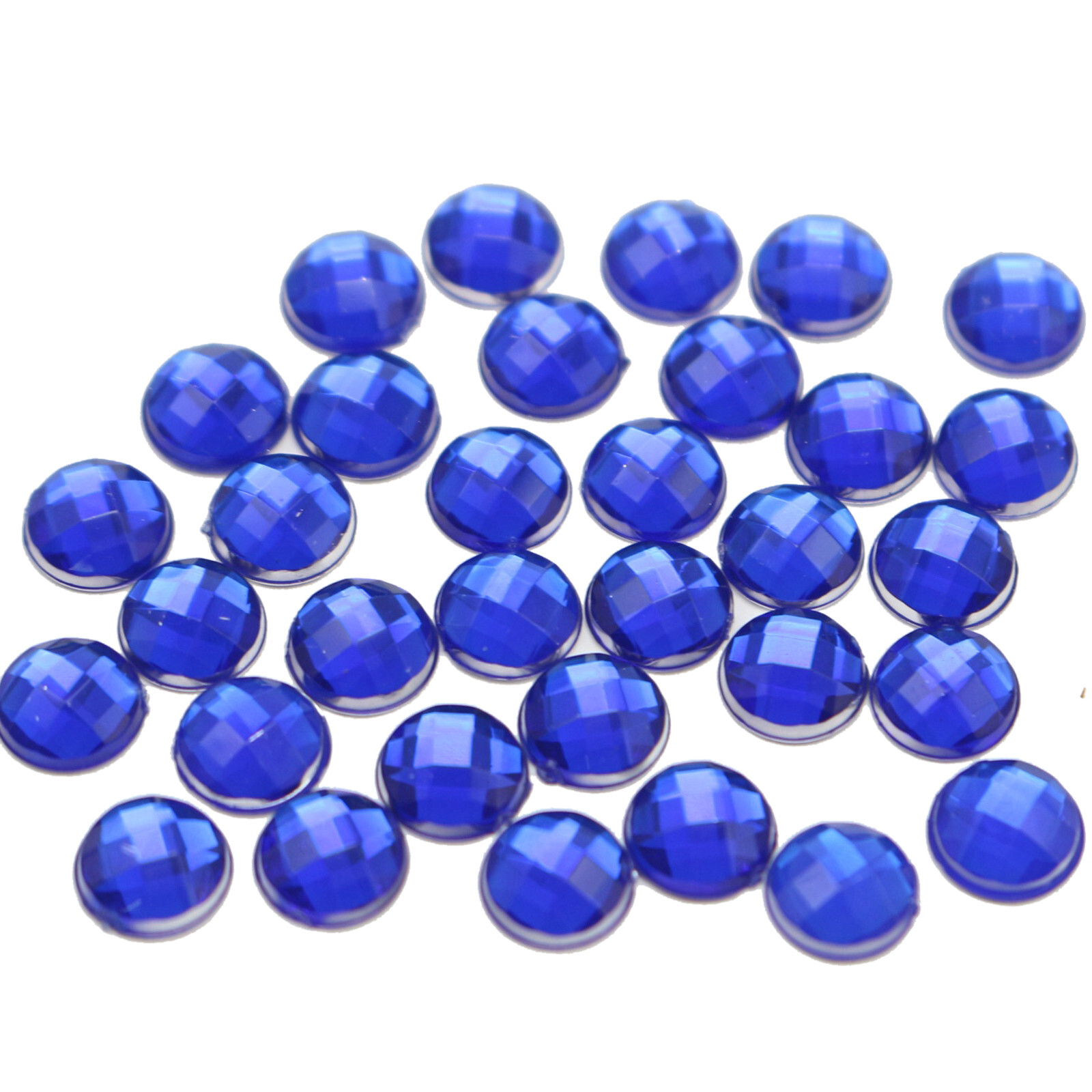 500 Royal Blue Acrylic Rhinestone Flatback Round Gem Beads 6mm Flat Back No Hole