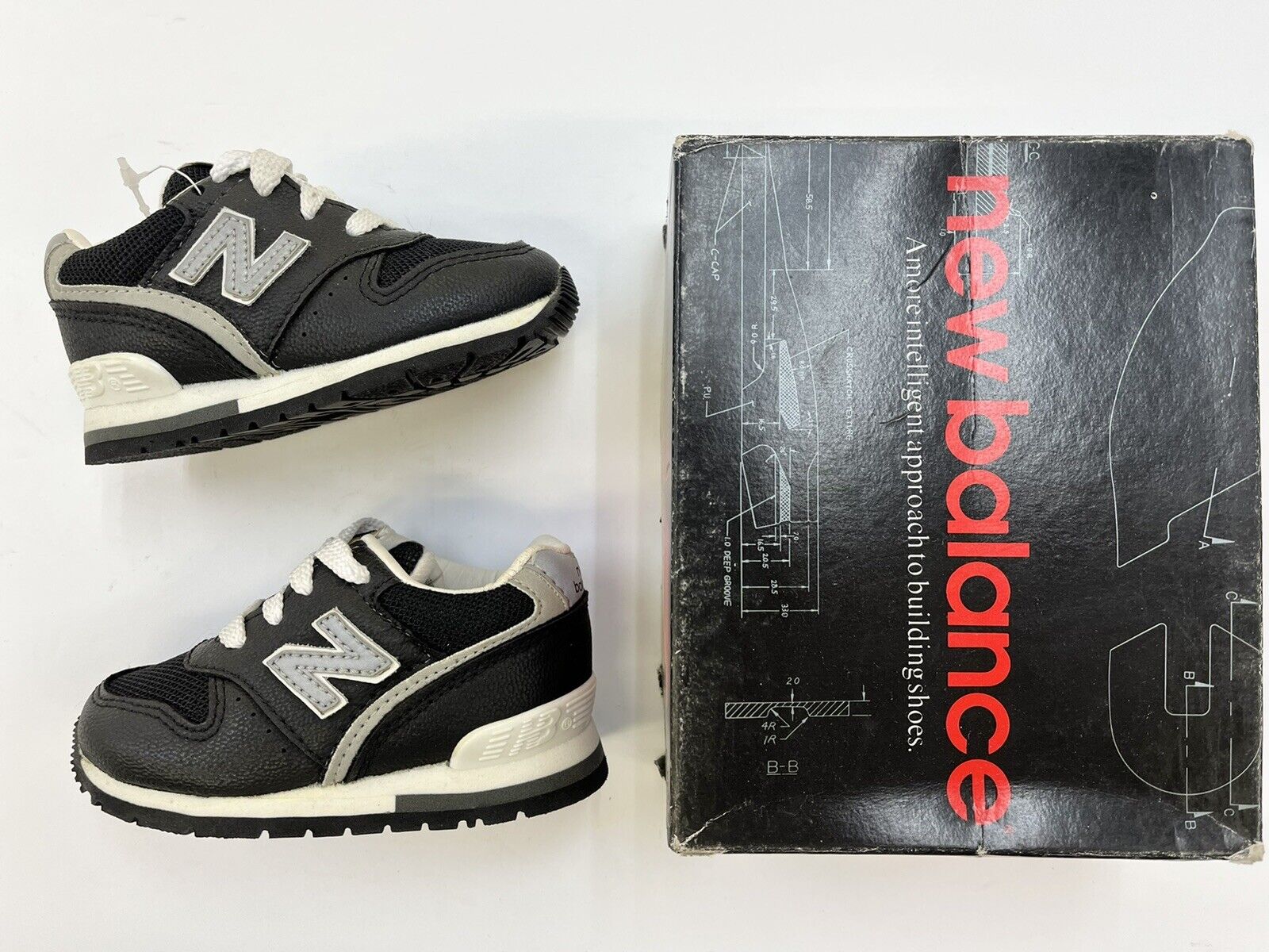 invención Dar derechos Instruir Vintage 90's baby New Balance 996 leather black grey sz 6C kids shoes. |  eBay