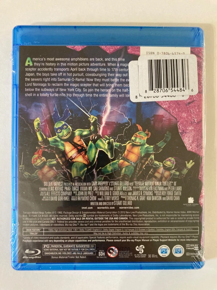 Teenage Mutant Ninja Turtles III: Turtles in Time Blu Ray, new sealed WB - Image 2 of 2
