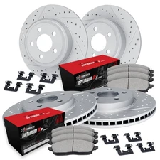 For Honda Insight 19-22 Drilled & Slotted Front & Rear Brake Kit w Optimum Pads