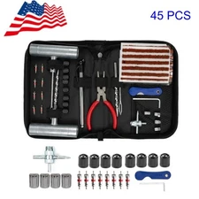 45 Pcs Tire Repair Kit with T-Handle Tools for Tubeless Tire Emergency Puncture