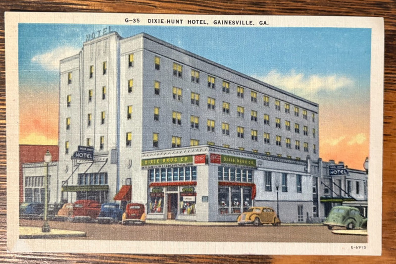 Vintage Postcard Gainesville Georgia Dixie Hunt Hotel