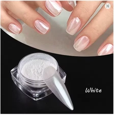 Moonlight Pearl White Nails Glitter Dust Chrome Aurora White Rubbing on Powder S