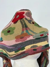 Tolani Viscose Multicolor Fringe Flower Floral 13"x77" Scarf Wrap Shaw Rectangle