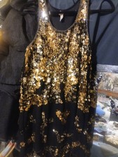 Raga New Years Sequences  Evening Dress Color Black W Gold Sequences Size Xsmall