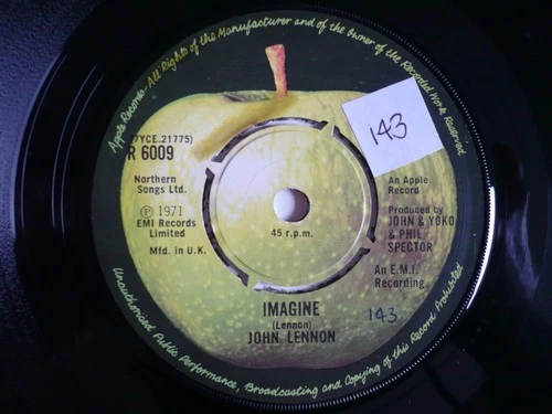 John Lennon Imagine 7" Vinyl UK 1975 1st Press 1/1 Single The Beatles