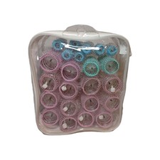 Vtg Goody Hair Rollers Metal Springmesh Pastel Various Sizes and 7 Picks Case