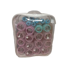 Vtg Goody Hair Rollers Metal Springmesh Pastel Various Sizes and 7 Picks Case