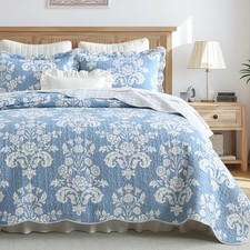 Cinefoso Quilt Queen Size - 100 Cotton Reversible Lightweight Bedspread Set