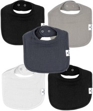 5-Pack Muslin Baby Bibs  Super Absorbent  Adjustable  Square Drooling Bibs...