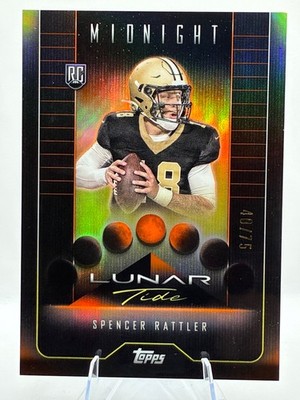 2024 Topps Midnight Spencer Rattler Lunar Tide Dusk Rookie #/75 Saints #LT-5