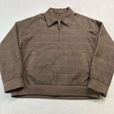 Ben Sherman Plaid Bomber Jacket Size Medium Brown