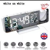 LED Digital Projection Alarm Clock Temperature Date Snooze Ceiling Projector .
