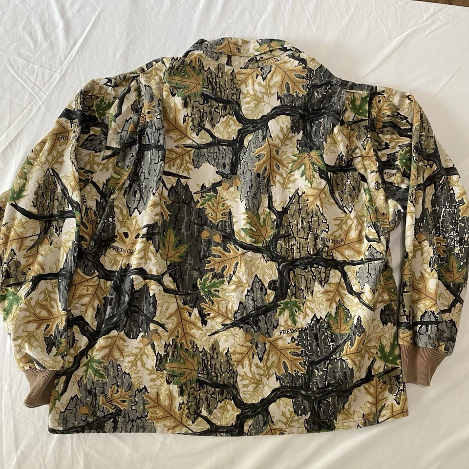 复古 Predator 迷彩夹克男式 2XL XXL 狩猎全拉链工装口袋外套 — 第 4/4 张图片