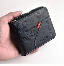 Men's Wallet Made of PU Wax Oil Skin Purse for Men Coin Purse Short Male