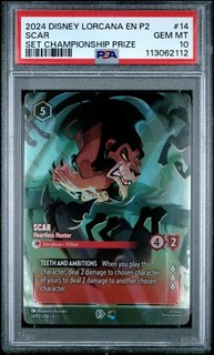 2024 DISNEY LORCANA EN P2 PROMO SET CHAMPIONSHIP PRIZE #14 SCAR PSA 10
