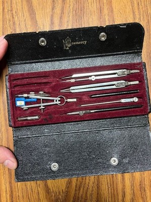 Vintage Gramercy Drafting Compass Set Germany Drawing Instruments in Case
