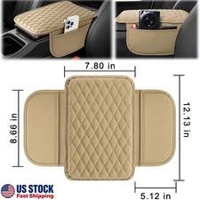 Car Center Console Cover Pu Leather Arm Rest Cover With 2 Storage Bags Universal