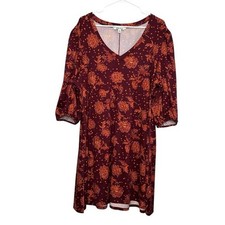 The Pioneer Woman V-Neck Puff 1/4 Sleeve Floral Mini Dress 2X
