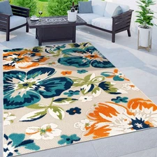Rugshop Indoor Outdoor Rugs Bergamo Contemporary Floral Outdoor Carpet Patio Rug