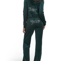 JUICY COUTURE Pine Velour OG Bling Tracksuit Set Women  s Size L