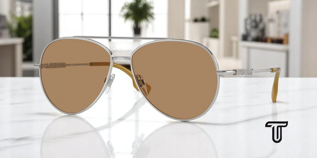 Burberry Silver Aviator Sunglasses for Women for sale | eBay display picture 2