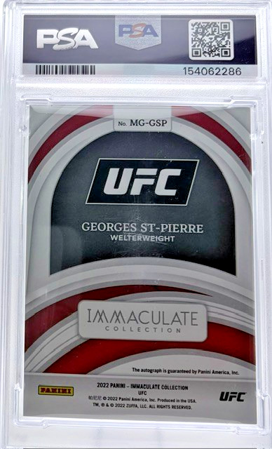 2022 Immaculate UFC, Georges St-Pierre Auto, MG-GOLD PSA 8 POP 1 NONE HIGHER view 2
