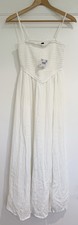 NWT American Eagle White Smocked Peasant V Neck Drop Waist Maxi Dress Coquette S