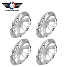 4X 15 Inch Black + Silver Universal Wheel Hub Caps Full Set Wheel Cover Durable