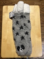 womans lurex critter slipper socks, Puppy Face
