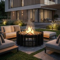 Garten Feuerstelle Grill 70 Cm Kratki Rund Tragbar Stahl Feuerschale