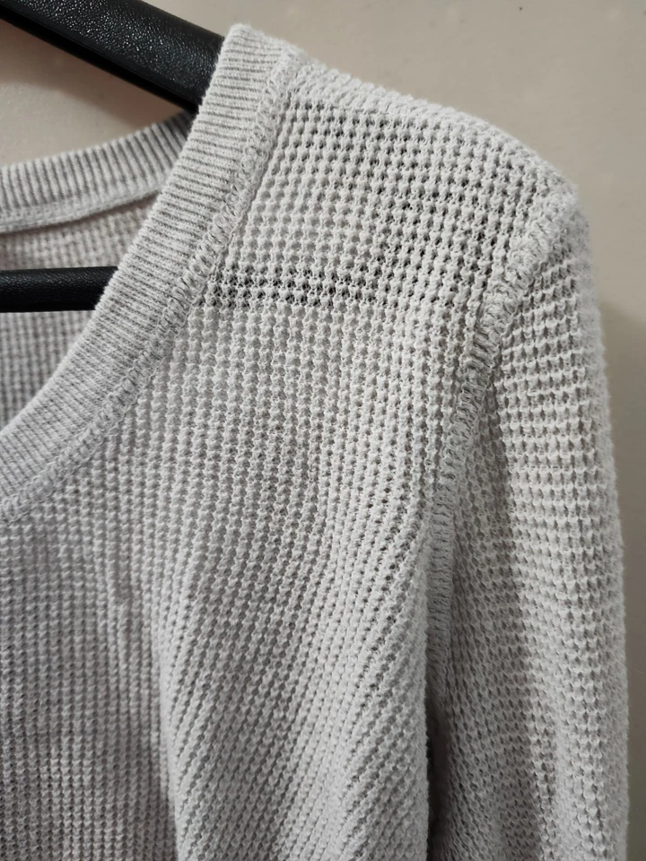 Top Prana Mujer L Gris Milani Henley Waffle Lana Térmica Mezcla Algodón Orgánico Foto 4 de 4